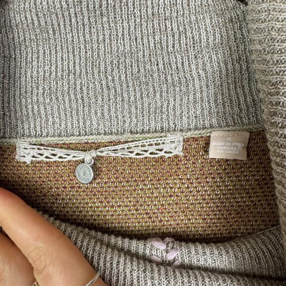 Anthropologie Knitted & Knot Embroidered Petals Turtleneck Swing Sweater Dress - Picture 13 of 15